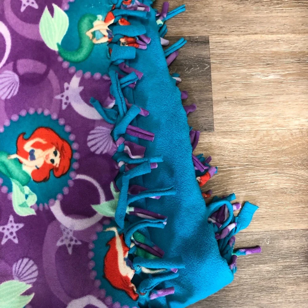 Ariel Purple and Blue Kids Blanket Twin Size Bed Blanket